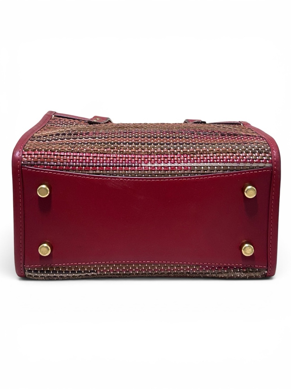 COACH Field Tote 22 Upwoven Leather & Smooth Leather in Brick Red w/XBody Strap - Picture 4 of 10